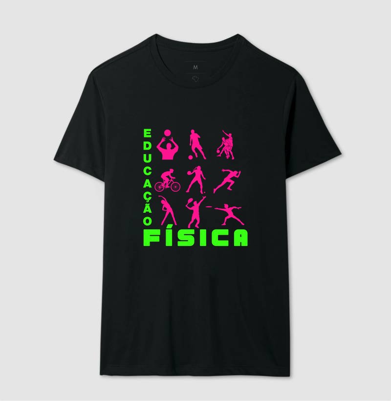 Camiseta - Educação Física Verde e Rosa