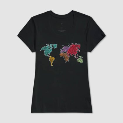 Camiseta - Mapa Mundi Colorido