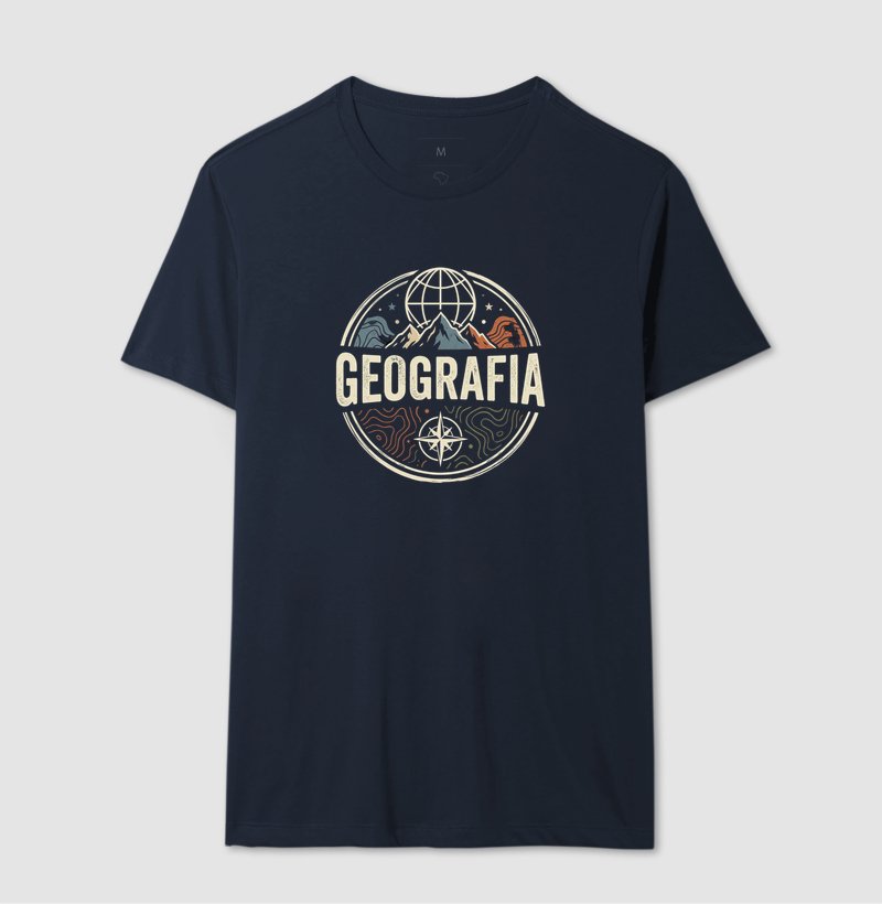 Camiseta - Geografia, globo e montanha